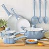 12pc Ceramic Cookware Set;  Blue Linen