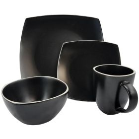 Gibson Soho Lounge Matte 16-Piece Dinnerware Set, Black